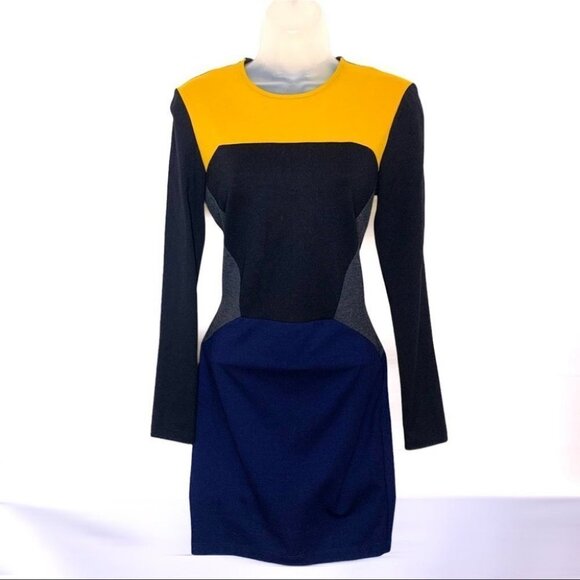 TORN BY RONNY KOBO BLOCK COLOUR BODYCON LONG SLEEVES ROUND NECK STRETCH LARGE - Picture 2 of 11